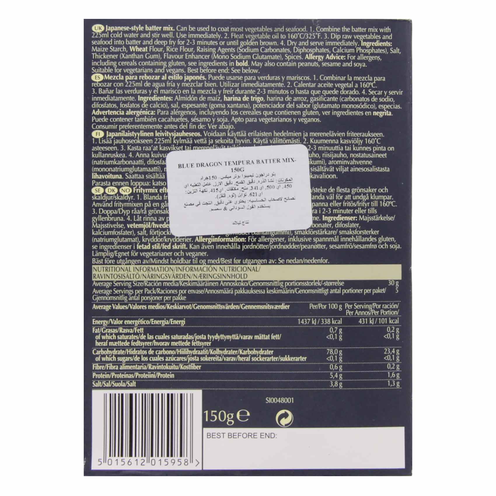 Blue Dragon Batter Mix Tempura 150 Gram product thumbnail 2