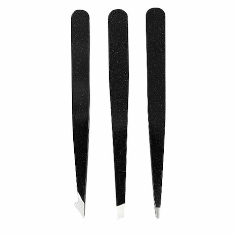 Buy QVS Tip Tweezer Set Black 3 PCS in UAE