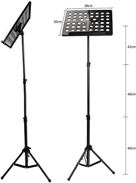 Mike Music Stand Portable Foldable Height Adjustable Instrument Performance Tool with Bag (D5+Bag, Black)