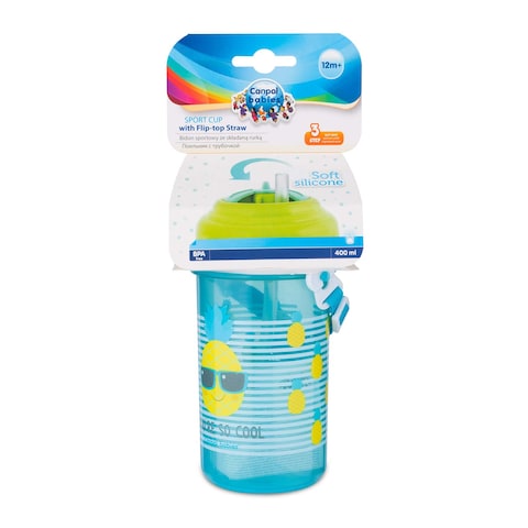 Canpol Sport Cup with Silicon Straw - 400 ml - +12 Months - Yellow