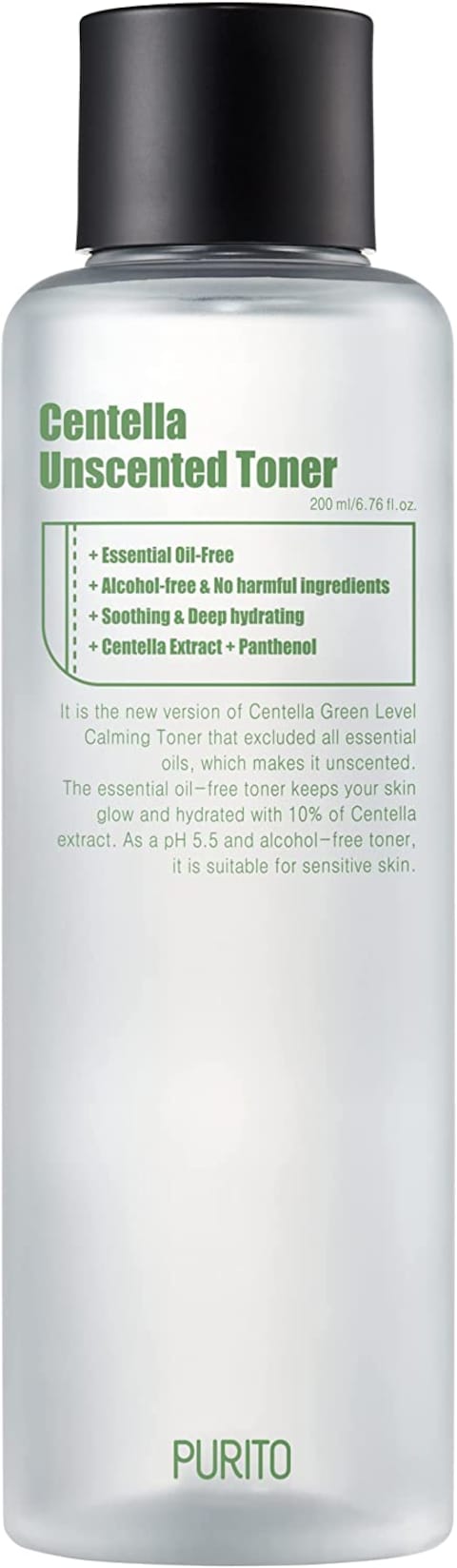 Purito Centella Unscented Toner 6.76Fl.Oz/200ml, Witch Hazel-Free Alcohol-Free Facial Toner With 10% Centella Extract, Hydrating Face Toner, Ph5.5 Toner