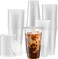 500 - SET - Plastic Clear  Cup With Flat Lid - 16oz (475ml) Take a way - Disposable - Party Cups