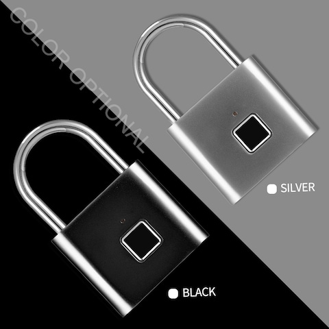 Decdeal - Smart Fingerprint Padlock Small Size Padlock Cabinet Fingerprint Lock Dormitory Anti-theft Lock O10 Black