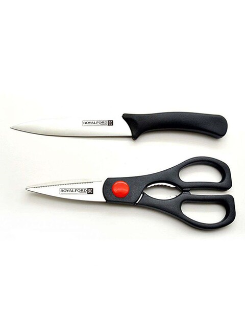 Royalford 2-Piece Utility Knife Set Black/Silver 29X13.5X2Cm