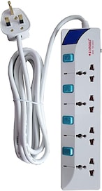 Buy Stargold Extension Cord, Stargold Overload Protector Electric Charging Lead 4 Ac Output, 3250W/13A, 3*1.25Mm²/3M Long Power Cable, Heavy Duty Charging Station- White in UAE