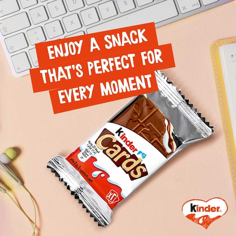 Kinder Cards Wafer Biscuits With Creamy Milk And Cocoa Filling 25.6g Pack of 5