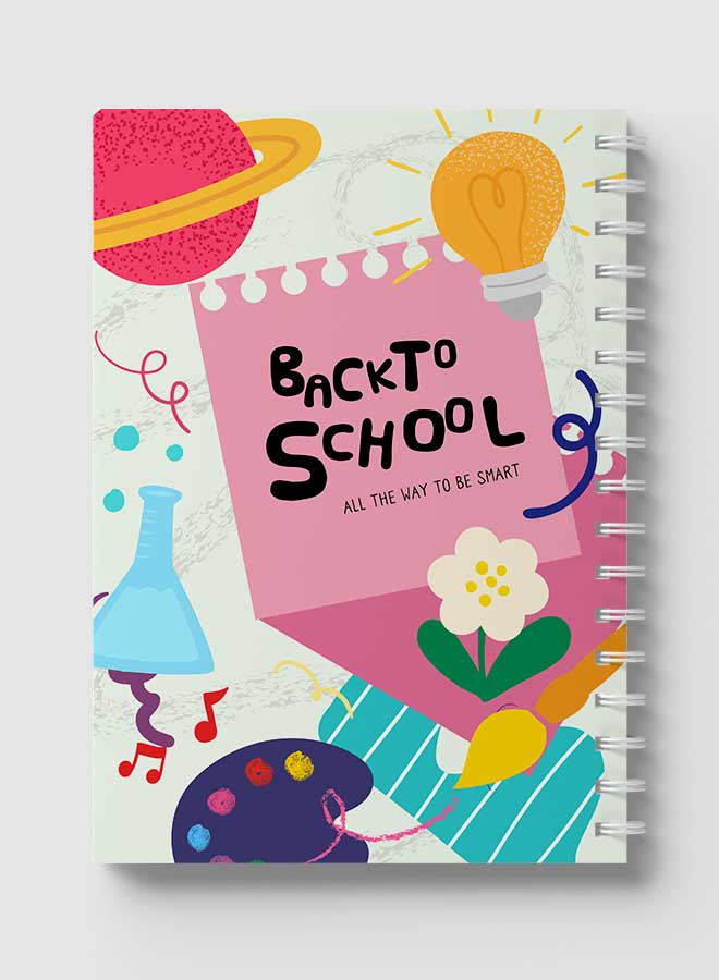 Lowha Spiral Notebook With 60 Sheets And Hard Paper Covers With Back To School Design, For Jotting Notes And Reminders, For Work, University, School