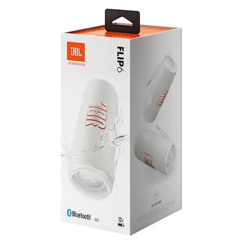 JBL Flip 6 IP67 Portable Bluetooth Speaker Waterproof With Powerful Sound And Deep Bass White