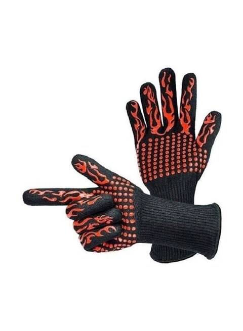 Generic Bbq Oven Mitts Gloves Black/Red