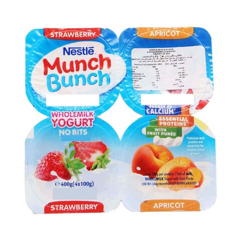 Nestle Munch Bunch Strawberry and Apricot Yogurt 100g&times;4