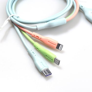 Charger Cables Care and Smile 1.3M Color Customization Fast Charge 3in1 Micro Type C USB Data Cable