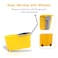Esqube Classic Spin Mop Yellow Bucket Set with Pull Handle, Wheels