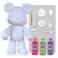 COOL BEAR COIN PIGGY BANK FIGURE (9 inch - 23 cm) ACRYLIC DRIP POUR PAINT COMPLETE KIT, Colors: Fluorescent-Pink, Mint-Green, Light-Purple. Acrylic Rich Pigments Fluid Flow Paint, Arts and Crafts.
