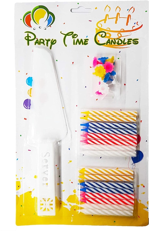 Party Time Spiral Candle with Cake Slicer Cake Candles Set Kids Adult Birthday Cake Decoration - Number Candle For Wedding, Anniversary Candle, Valentines Candle Birthday Candle Cake Topper