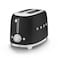 Smeg 50's Style Toaster TSF01BLMUK, 950 W, Matte Black, 6 Toasting Levels