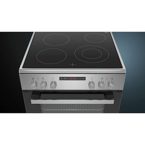 Siemens iQ300 Free-standing Electric Cooker 4 Zones HK8Q3A150M Silver/Black 60cm