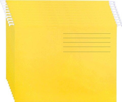 Hanging File Folders, Pack of 10 Yellow Suspension Files for Filing Cabinet Folders School Home Work Office Organization