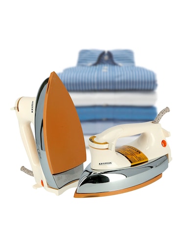 Krypton Automatic Dry Iron With Non-Stick Golden Teflon Soleplate &amp; Adjustable Thermostat Control Indicator Light 1200 W Kndi6032 White