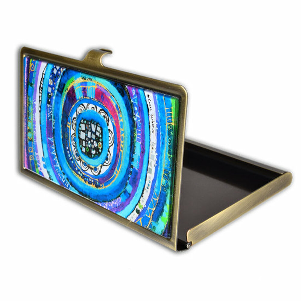 Biggdesign Evil Eye Metal Cover Card Holder, Colorful Design, Minimal Size, Metal Card Holder, Security Lock,