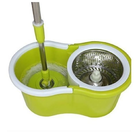 HYX Spin Mop Bucket System, 360 Spin Mop &amp; Bucket Floor Cleaning Stainless Steel Mop Bucket With 2 Microfiber Replacement Head Refills