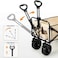 HEXAR&reg; Heavy Duty Shopping Trolley Folding Multi-Functional Portable Utility Wagon Beach Trolley Storage Basket Outdoor Camping Garden Cart with Adjustable Handle (ALL TERRAIN WIDE WHEELS - BEIGE)