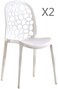 مجموعة من 2 كرسي بتصميم فتحة خلفية قابلة للتكديس A312 بأرجل ثابتة من البلاستيك للترفيه في الهواء الطلق/داخلي خارجي/داخل الفناء/كرسي حديقة مقاوم للماء/كرسي طعام للمنزل ، المطاعم ، الكافيتريات ، الأحداث ، وغيرها-أبيض