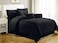 Generic Luxury 2724296900247 Self Stripe Set Of 4 Piece Bedding Set, Cotton, King, Black, H47.2 X W66.8 X D31.6 cm
