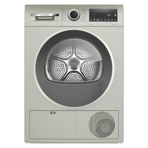 Bosch Series 4 Heat Pump Tumble Dryer 9Kg Silver Inox, Auto Dry, LCD, Push-Button, WQG2410XGC