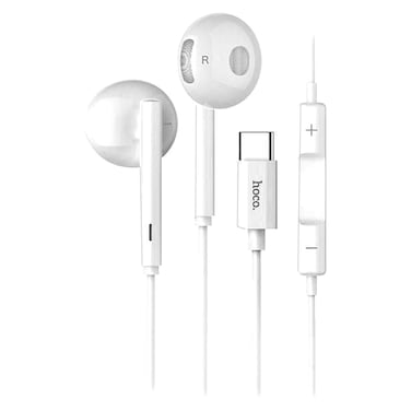 سماعة داخل الأذن هوكو بمدخل يو اس بي سي مع مايكروفون - أبيض - L10