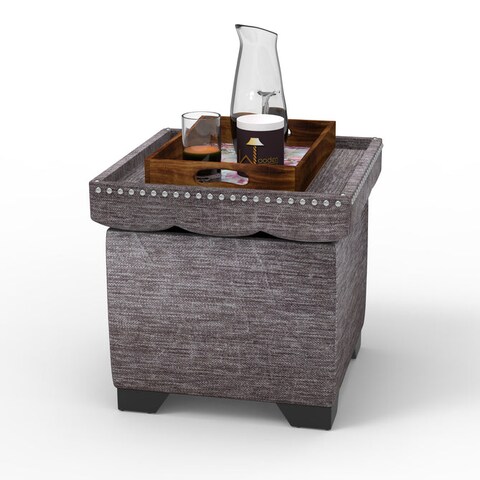 Eccentric Stool Cum End Table with Storage (Grey)
