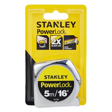Stanley STHT33158-8 Power Lock Measure Tape 5M Yellow/Silver
