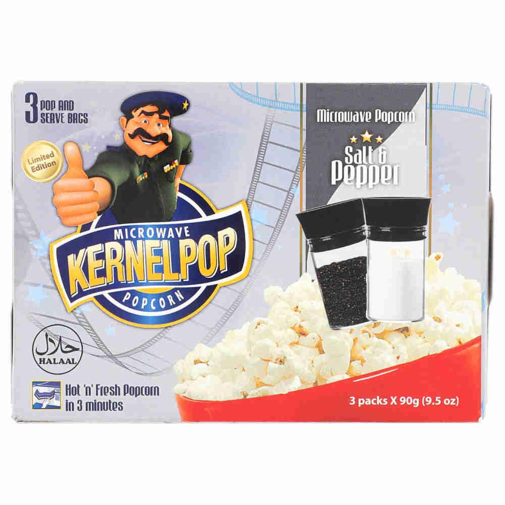 Kernel Pop Salt &amp; Pepper Microwave Pop Corn 90 gr (Pack of 3)