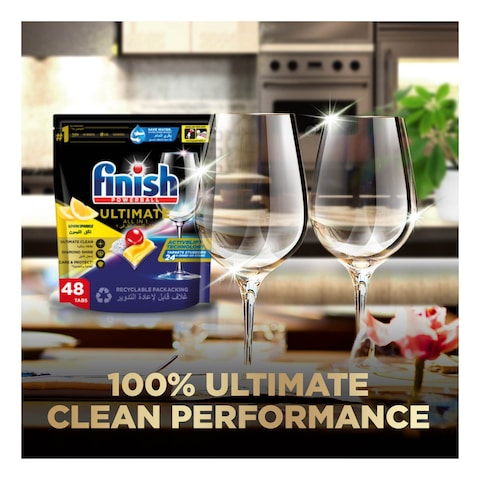 Finish Powerball Ultimate All in One Dishwasher Detergent, Lemon Sparkle Scent, 48 Tablets