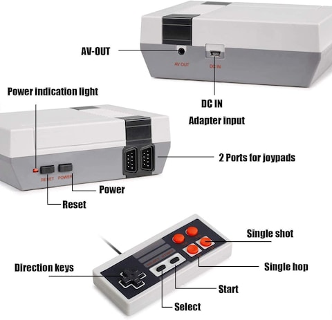Zeion Classic Retro Game Console Mini Video Game Consoles With 620 Games - Av Output (Gray)