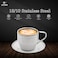 Life Smile Coffee Cup with Saucer Set of 6 - 18/10 Pure Stainless Steel - Double Walled Tea Cups Vacuum Insulated - Heat Resistant Handle - Dishwasher Safe - 200 ml
