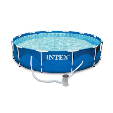 مجموعة حوض سباحة بإطار معدني من انتكس (مع مضخة فلتر 220-240 فولت)، للأعمار من 6 سنوات فما فوق، 3.66 م × 76 سم (بالإضافة إلى رسوم توصيل المورد الإضافية خارج الدوحة)