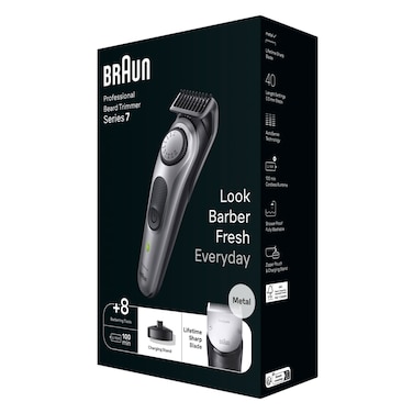 براون سلسلة رقم 7 ماكينة تشذيب اللحية مزودة بشفرة، أسود/رمادي (BT7420)