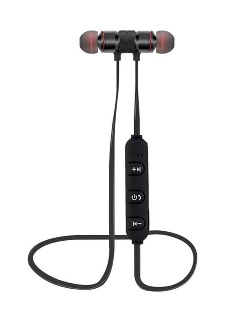 Generic Wireless In-Ear Neckband Headset With Microphone Black