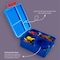 Eazy Kids Jumbo Bento Lunch Box w/ Thermos &amp; Sauce Jar- Blue
