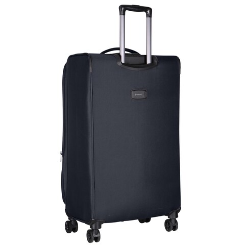 Eminent Expandable Luggage Trolley Bag Soft Suitcase for Unisex Travel Polyester Shell Lightweight with TSA lock Double Spinner Wheels E751SZ Large Checked 28 Inch Black