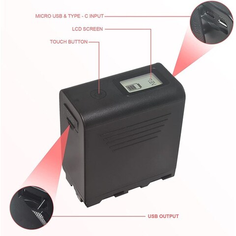 Dmk Power Np-f970 9800mah Higher Capacity Replacement Battery With Smart Lcd Display Compatible With Sony Dcr-vx2100 Dsr-pd150 Fdr-ax1 Hdr-ax2000 Hdr-fx1 And Video Light