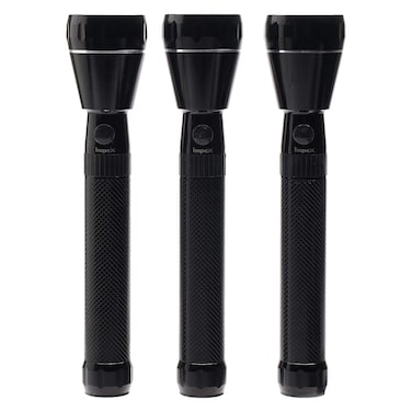 Impex CB 2225 2 SC Battery Rechargeable LED Flashlight Combo 3 Pieces (2000mAh) Black
