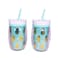 2-Piece Pineapple-Shaped Drinkware Tumbler for Cold Beverages with Reusable Straw Light Turquoise 450ml each
