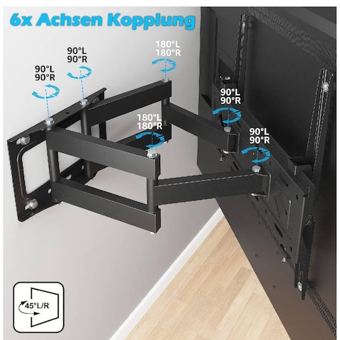 Full Motion TV Wall Mount For Most 32-80 inch TV, Swivel And Tilt TV Mount With Rugged Double Arm Bracket, Universal Flexible TV Stand