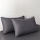 Luna Home Premium King Size 6 Pieces Bedding Set Without Filler, Solid Dark Gray Color, Satin Stripe Design
