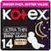 Kotex Natural Ultra Thin Pads 100% Cotton Pad Overnight Protection Sanitary Pads with Wings 14 Sanitary Pads