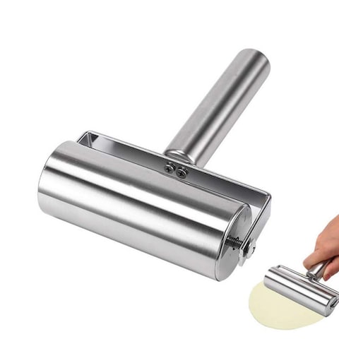 Generic Non-Stick Pastry Dough Pizza Roller Steel Rolling Pin 16cm
