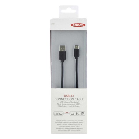 إدنت USB 2.0 سلك توصيل نوع سي بطول 1.8 متر - أسود