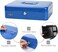 Rubik Large Cash Box Steel Register With Tray And Lock Durable Portable Money Box Safe For Bills Jewelry Receipts Coins (25x20x9cm) Blue