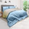 Hotel Linen Klub Reversible Down Alternative Comforter Set, Ultra Soft Brushed Stripe Microfiber Fabric, 200GSM Soft Fibersheet Filling, Size: Single 160 x 200cm, Aqua &amp; Olive Green